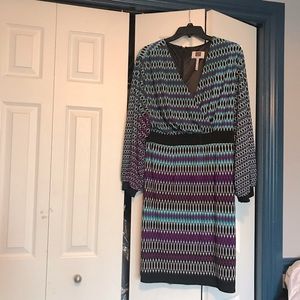 Laundry -Design V-Neck MultiColoured Lined Dress